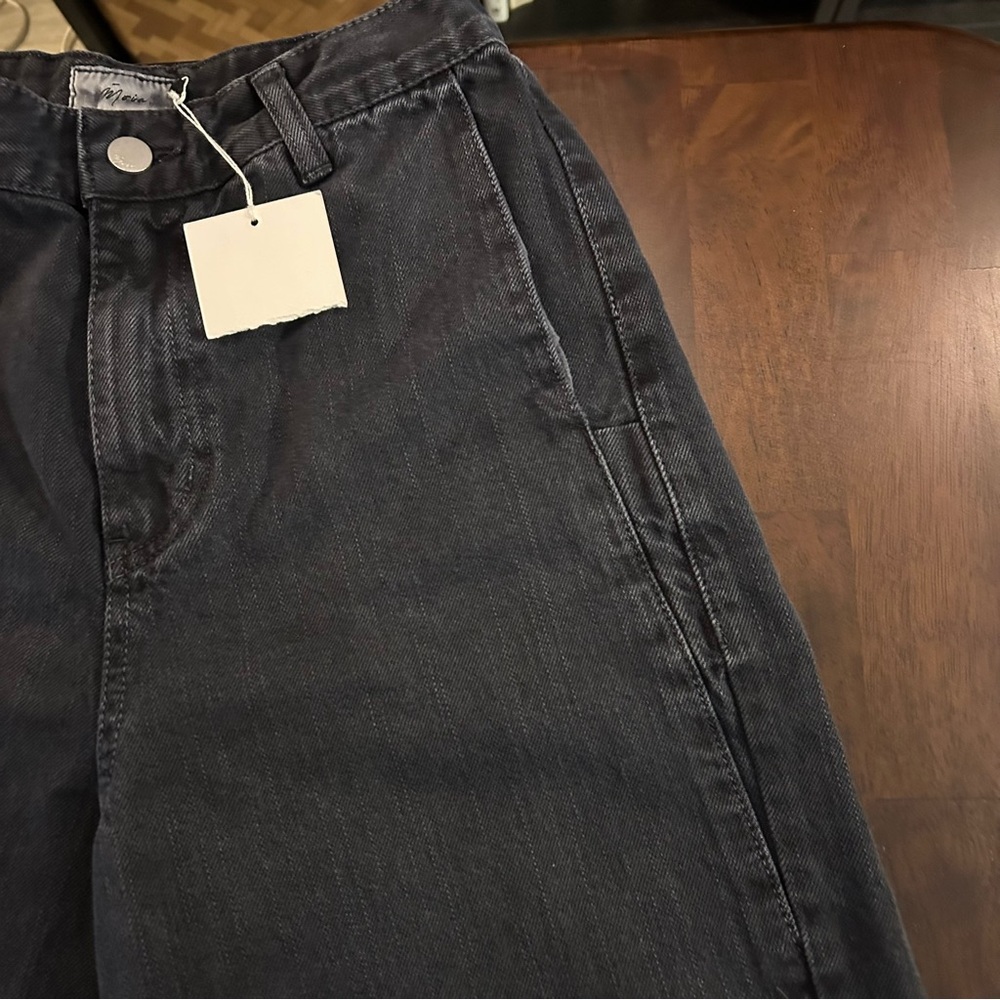 NWT Moia curved dyed denim black wide leg pant size S - Picture 10 of 16
